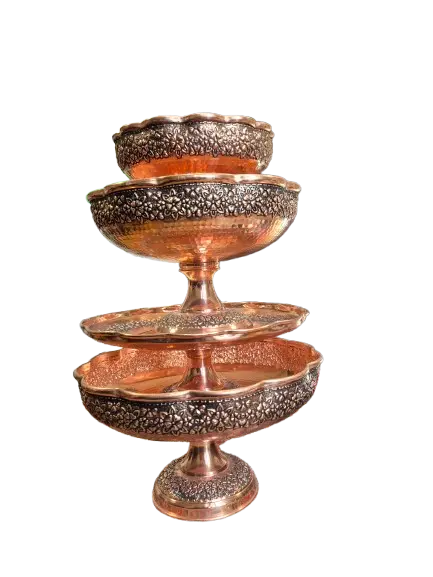 سرویس پذیرایی مسی 4 پارچه رز گوهر | خرید و قیمت مس زنجان به قیمت کارگاهی | تولیدی رز مس