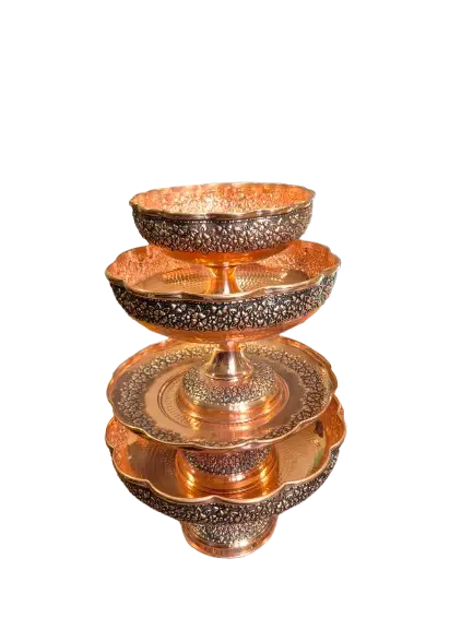 سرویس پذیرایی مسی 4 پارچه رز گوهر | خرید و قیمت مس زنجان به قیمت کارگاهی | تولیدی رز مس