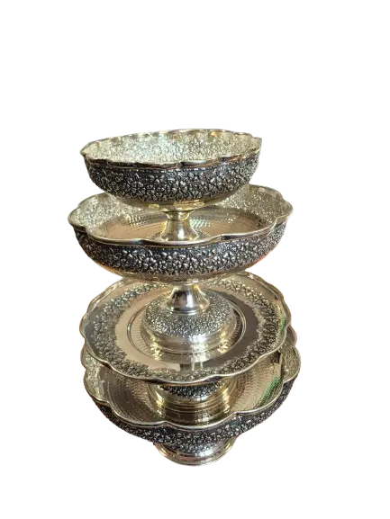 سرویس پذیرایی مسی کروم 4 پارچه رز گوهر | خرید و قیمت مس زنجان به قیمت کارگاهی | تولیدی رز مس