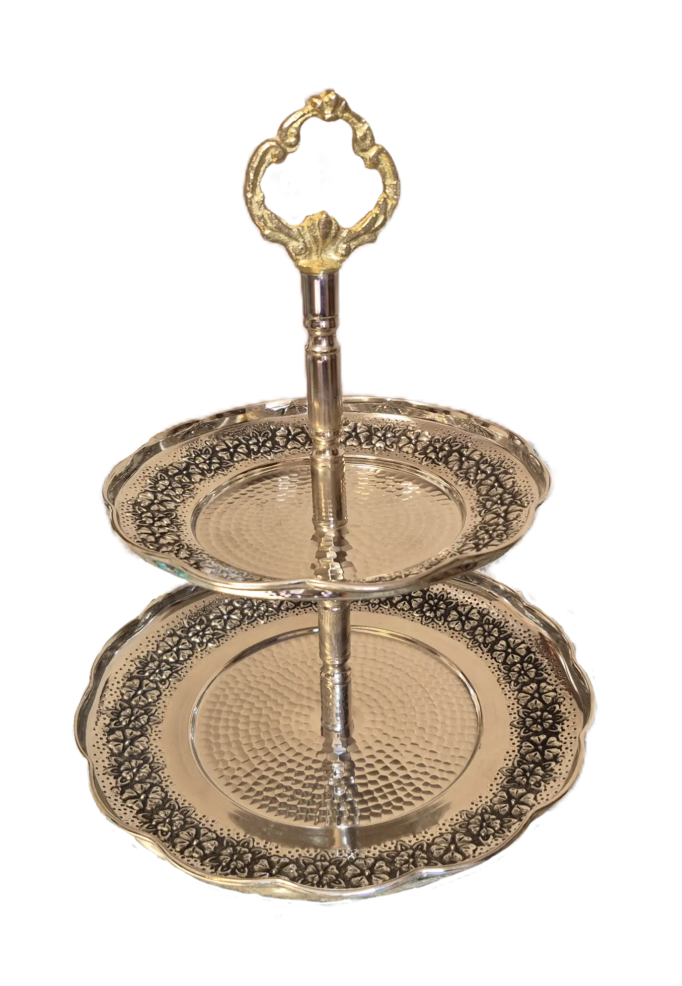 Shirini khori 2 tabaghe chrome 2 شیرینی خوری مسی کروم دوطبقه رز گوهر | انواع ظروف مسی به قیمت کارگاهی | تولیدی رز مس زنجان