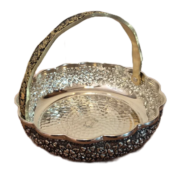 سبد مسی کروم دسته دار زنجان سایز 2 رز گوهر | خرید و قیمت مس زنجان به قیمت کارگاهی | تولیدی رز مس