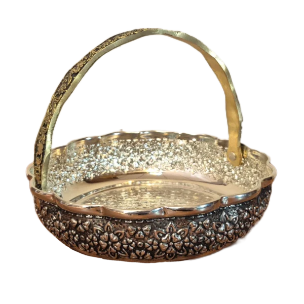 سبد مسی کروم دسته دار زنجان سایز 2 رز گوهر | خرید و قیمت مس زنجان به قیمت کارگاهی | تولیدی رز مس