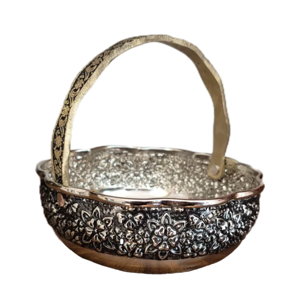 سبد مسی کروم دسته دار زنجان سایز 1 رز گوهر | خرید و قیمت مس زنجان به قیمت کارگاهی | تولیدی رز مس