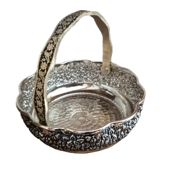 سبد مسی کروم دسته دار زنجان سایز 1 رز گوهر | خرید و قیمت مس زنجان به قیمت کارگاهی | تولیدی رز مس