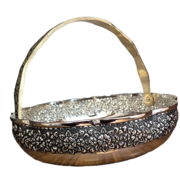 سبد مسی کروم دسته دار زنجان سایز 3 رز گوهر | خرید و قیمت مس زنجان به قیمت کارگاهی | تولیدی رز مس