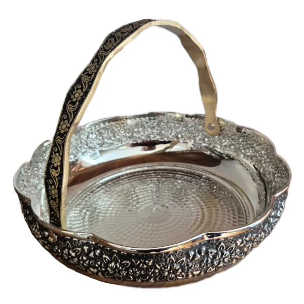 سبد مسی کروم دسته دار زنجان سایز 3 رز گوهر | خرید و قیمت مس زنجان به قیمت کارگاهی | تولیدی رز مس