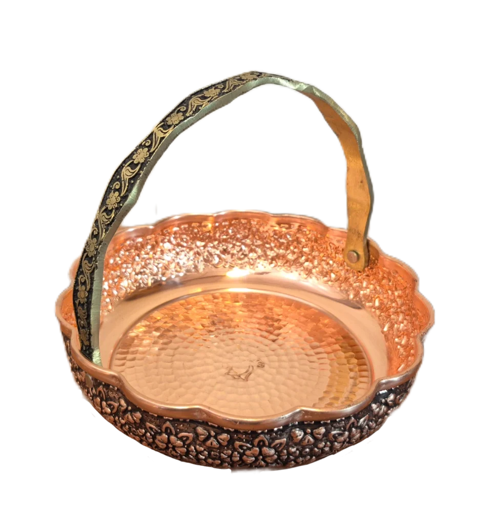 سبد مسی دسته دار زنجان | خرید و قیمت مس زنجان به قیمت کارگاهی | تولیدی رز مس