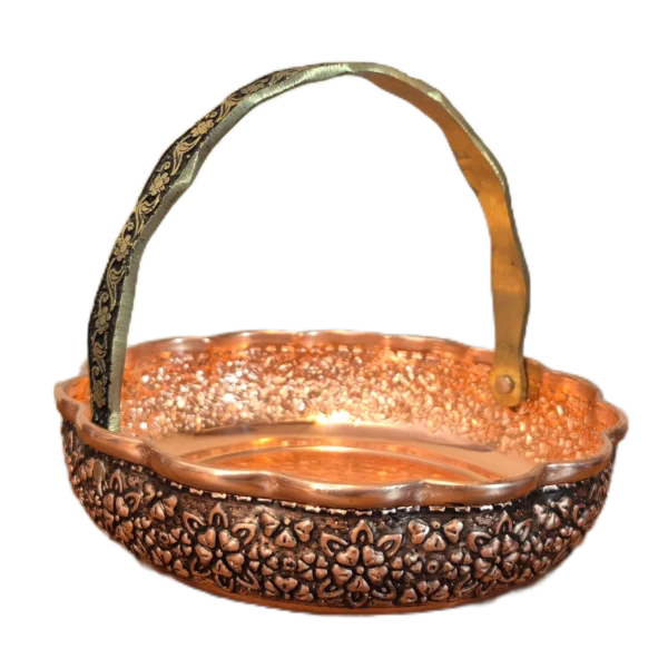 سبد مسی دسته دار زنجان | خرید و قیمت مس زنجان به قیمت کارگاهی | تولیدی رز مس