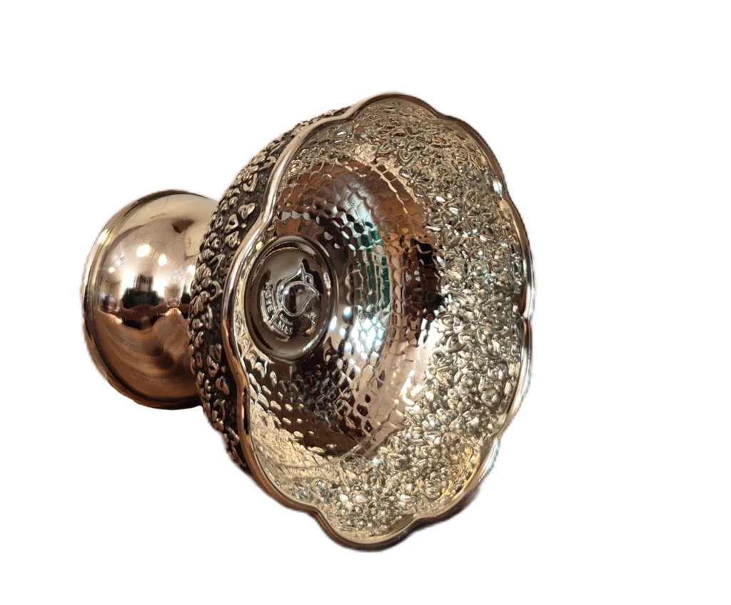 بستنی خوری کروم سایز 1 پایه دار رزگوهر | خرید و قیمت انواع ظروف مسی به قیمت کارگاهی | تولیدی رز مس زنجان