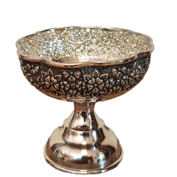 بستنی خوری کروم سایز 1 پایه دار رزگوهر | خرید و قیمت انواع ظروف مسی به قیمت کارگاهی | تولیدی رز مس زنجان