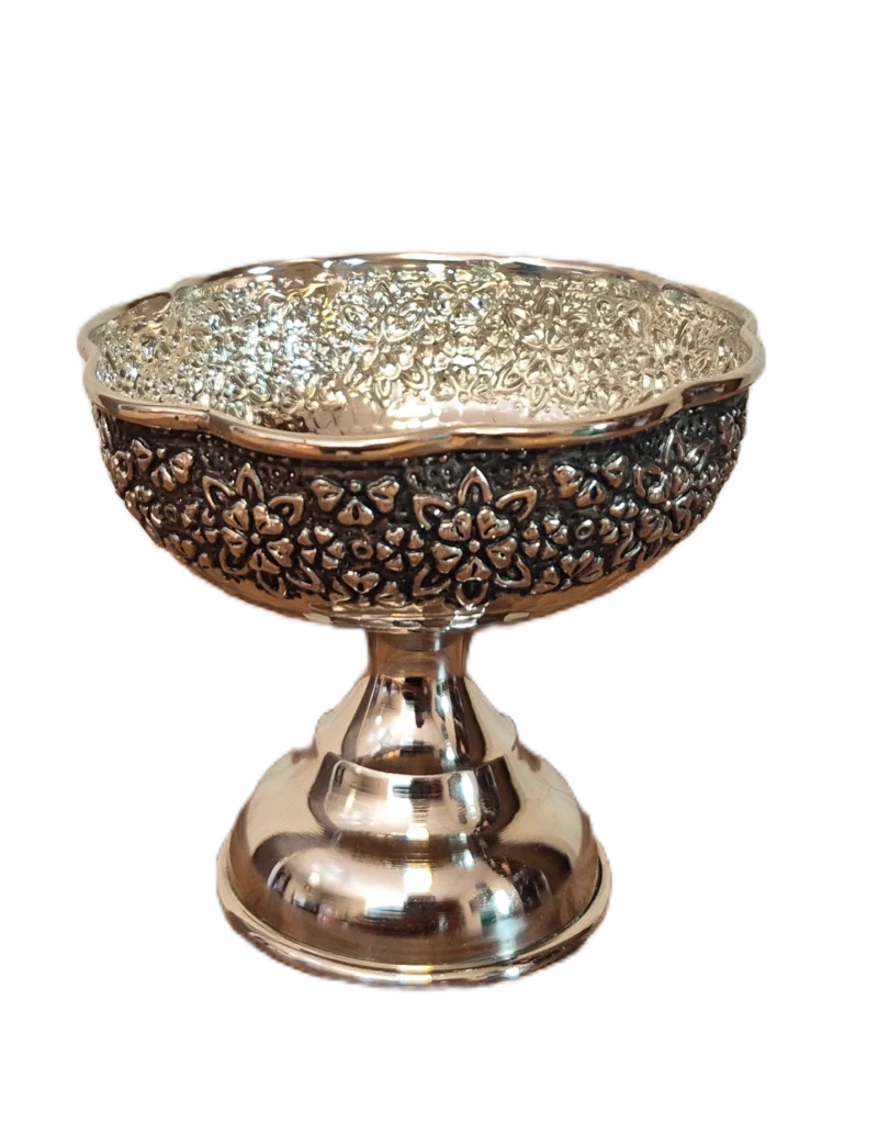 بستنی خوری کروم سایز 1 پایه دار رزگوهر | خرید و قیمت انواع ظروف مسی به قیمت کارگاهی | تولیدی رز مس زنجان