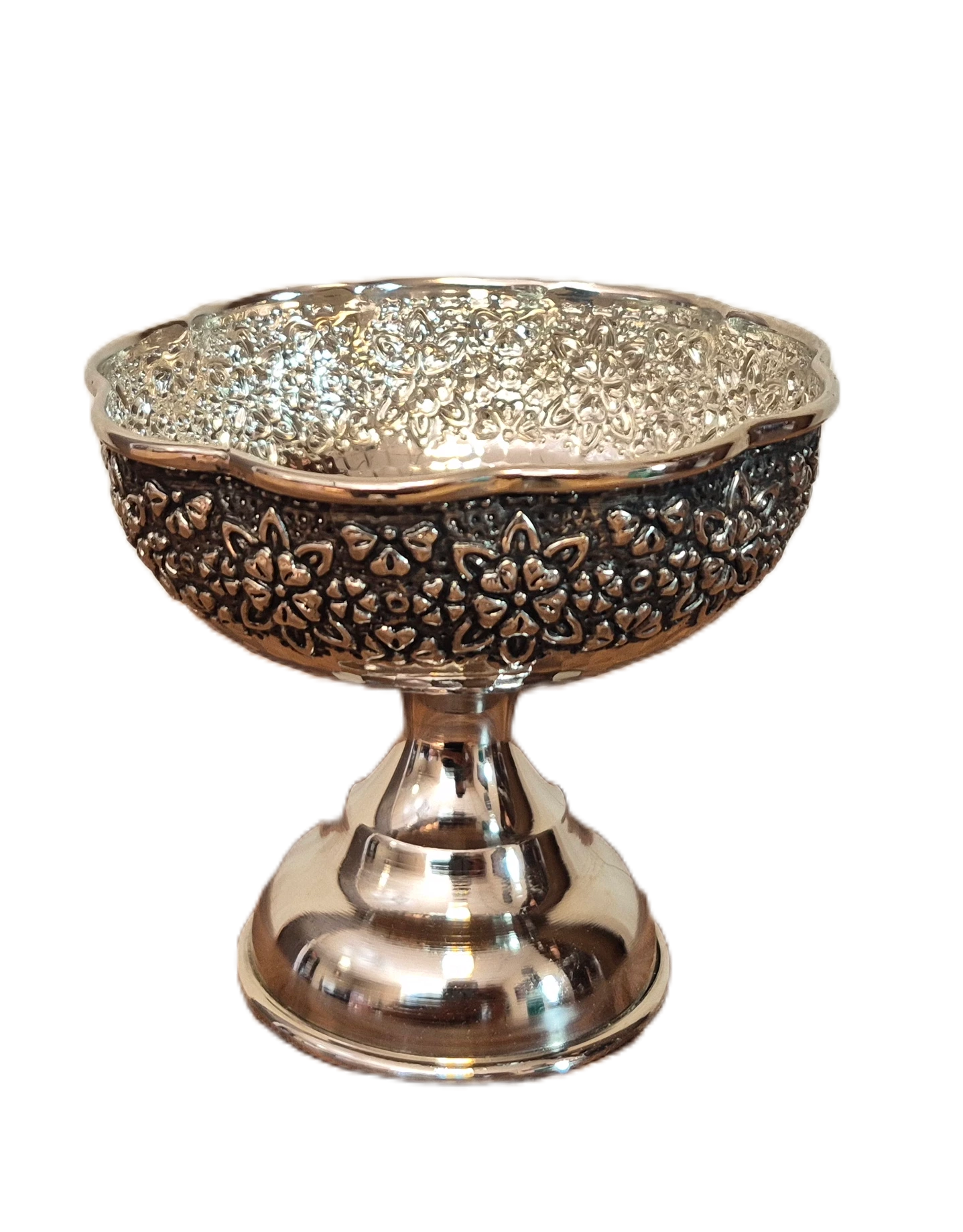 bastani khori 1 paye chrome 2 بستنی خوری کروم سایز 1 پایه دار رزگوهر | خرید و قیمت انواع ظروف مسی به قیمت کارگاهی | تولیدی رز مس زنجان