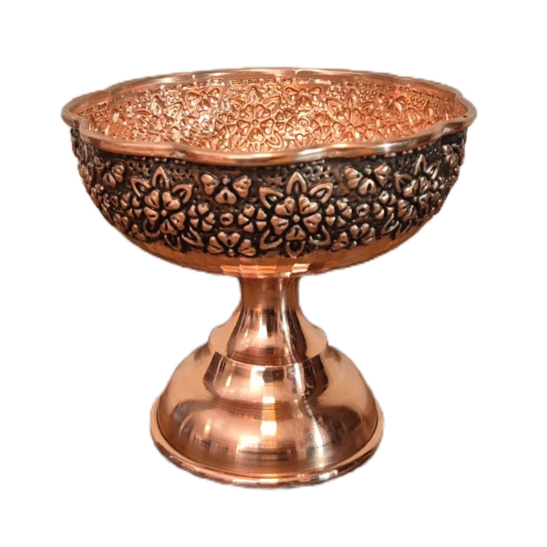 بستنی خوری مسی سایز 1 پایه دار رزگوهر | خرید و قیمت انواع ظروف مسی به قیمت کارگاهی | تولیدی رز مس زنجان