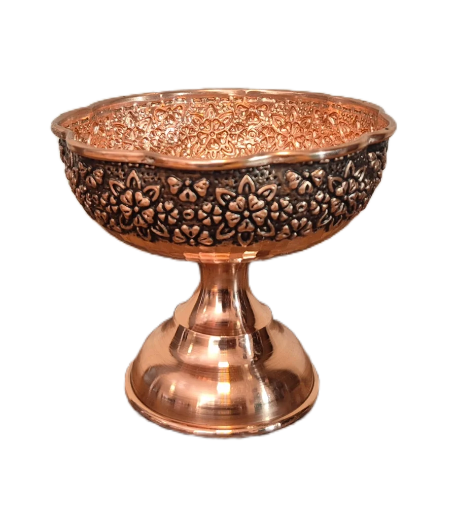 بستنی خوری مسی سایز 1 پایه دار رزگوهر | خرید و قیمت انواع ظروف مسی به قیمت کارگاهی | تولیدی رز مس زنجان
