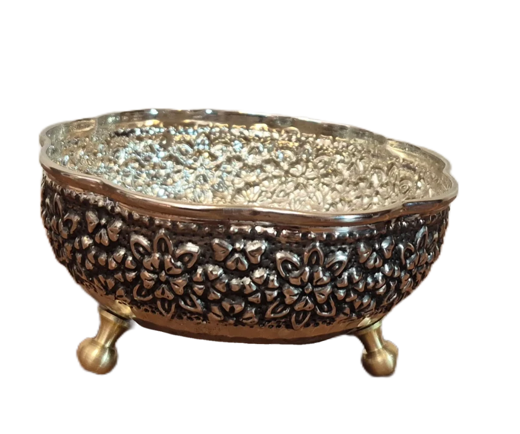 بستنی خوری کروم 3 پایه سایز 1 رزگوهر | خرید و قیمت انواع ظروف مسی به قیمت کارگاهی | تولیدی رز مس زنجان