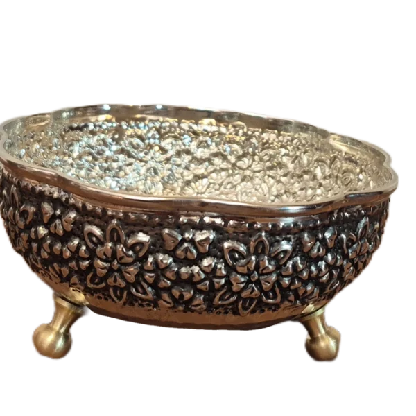 بستنی خوری کروم 3 پایه سایز 1 رزگوهر | خرید و قیمت انواع ظروف مسی به قیمت کارگاهی | تولیدی رز مس زنجان