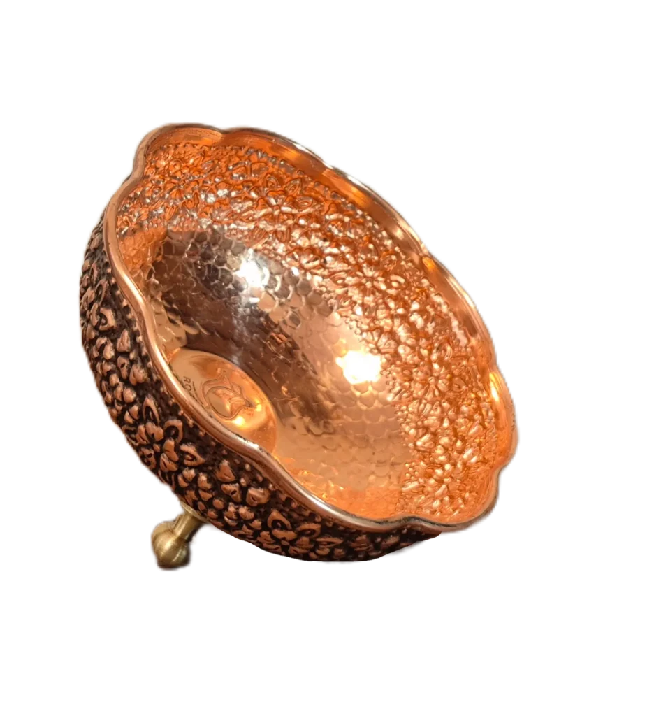 بستنی خوری مسی 3 پایه سایز 1 رزگوهر | خرید و قیمت انواع ظروف مسی به قیمت کارگاهی | تولیدی رز مس زنجان