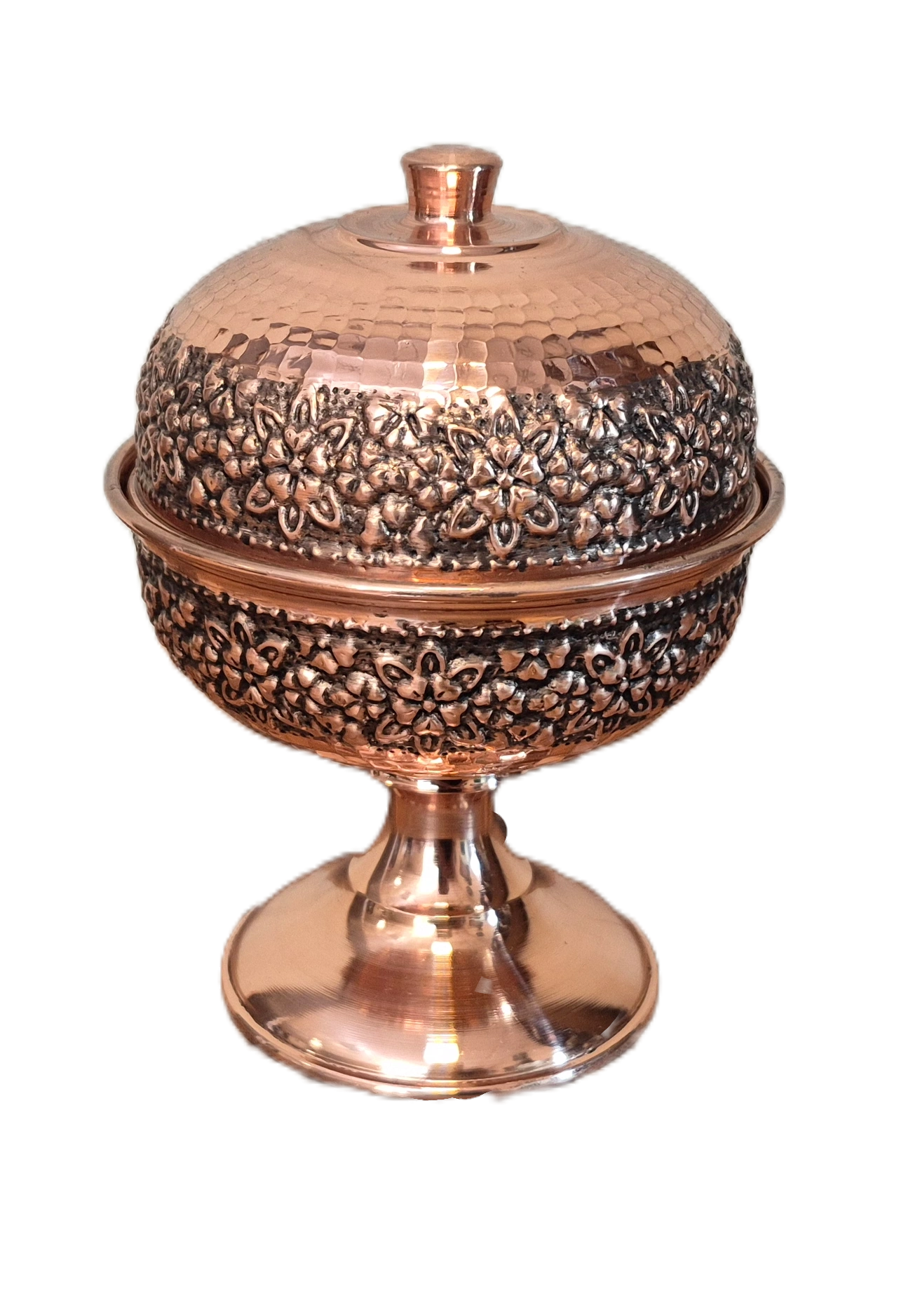ghandan 1 paye cooper 2 قندان مسی پایه دار رز گوهر | انواع ظروف مسی به قیمت کارگاهی | تولیدی رز مس زنجان