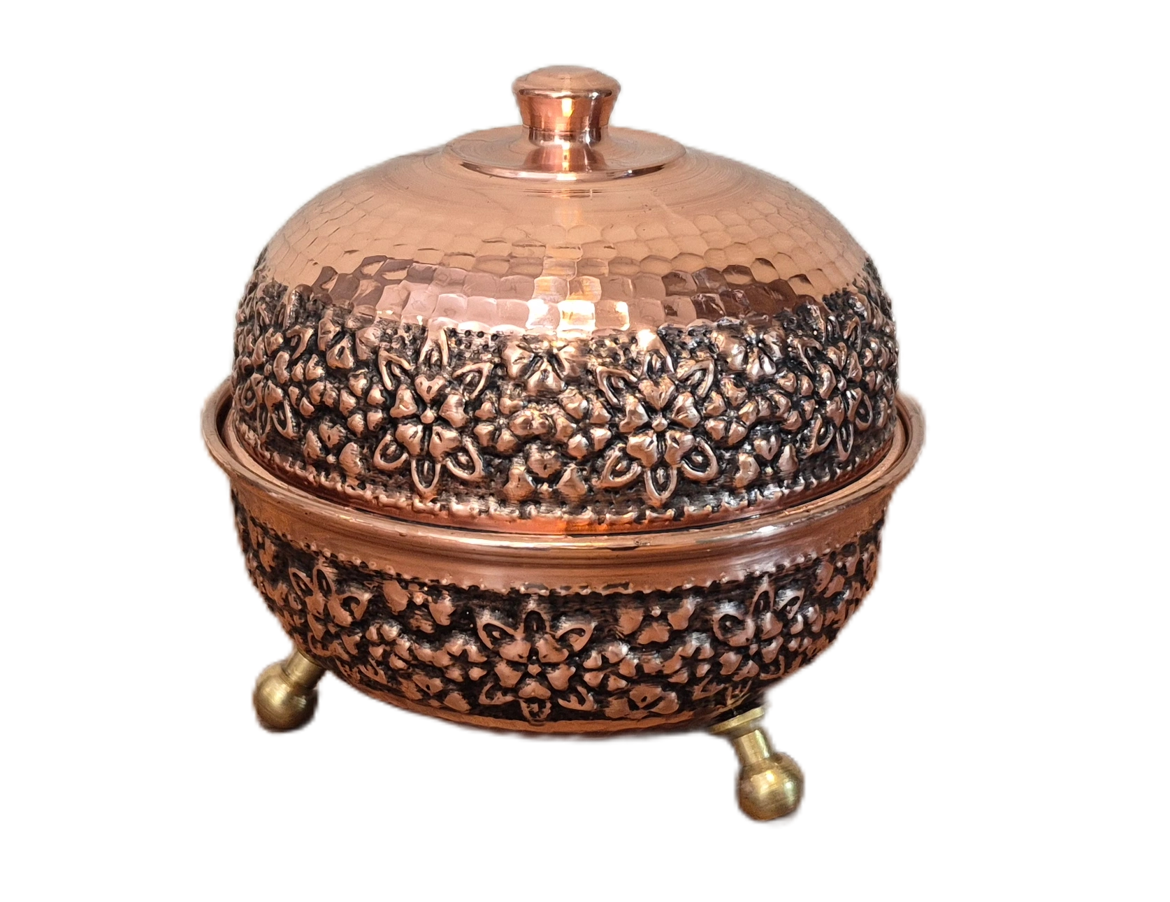 ghandan 3 paye cooper 2 قندان مسی 3 پایه رز گوهر | انواع ظروف مسی به قیمت کارگاهی | تولیدی رز مس زنجان