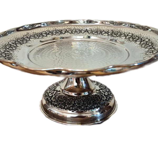 شیرینی خوری مسی کروم پایه دار رز گوهر | انواع ظروف مسی به قیمت کارگاهی | تولیدی رز مس زنجان