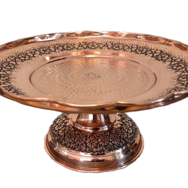 شیرینی خوری مسی پایه دار رز گوهر | انواع ظروف مسی به قیمت کارگاهی | تولیدی رز مس زنجان