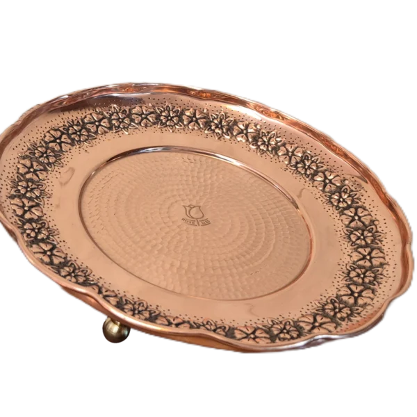 شیرینی خوری مسی 3 پایه رز گوهر | انواع ظروف مسی به قیمت کارگاهی | تولیدی رز مس زنجان