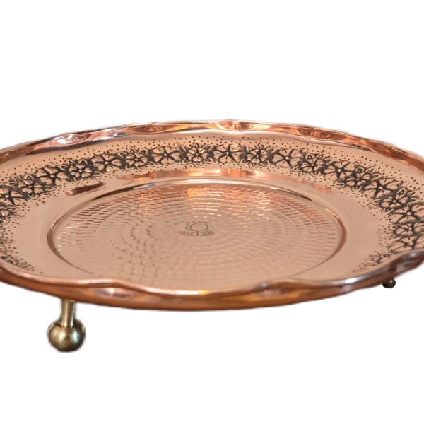 شیرینی خوری مسی 3 پایه رز گوهر | انواع ظروف مسی به قیمت کارگاهی | تولیدی رز مس زنجان