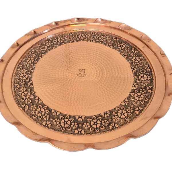 سینی مسی سایز 1 رزگوهر | انواع ظروف مسی به قیمت کارگاهی | تولیدی رز مس زنجان
